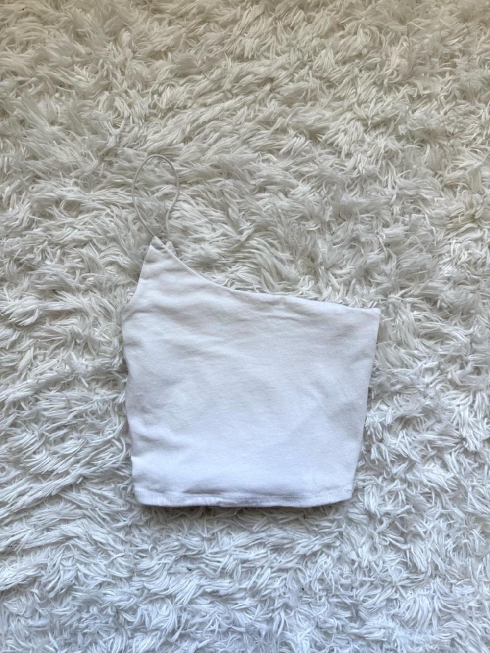 Garage White One-Shoulder Crop Top